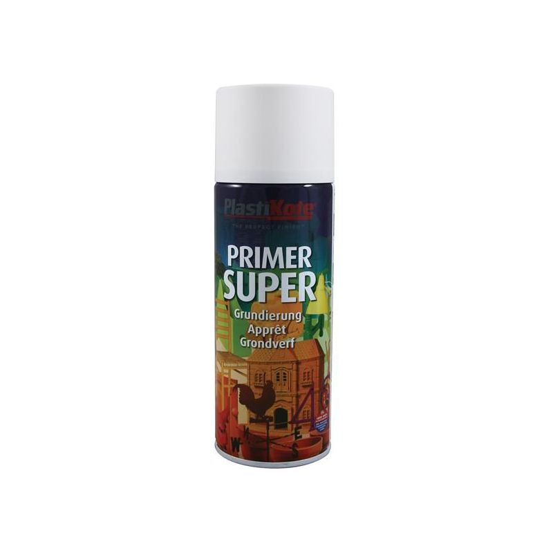 Plastikote Super Spray Primer White 400ml PlastiKote - Dynamic Drive
