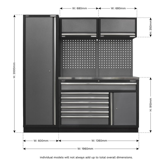 Sealey Superline Pro 1.96m Storage System Stainless Steel Worktop Sealey - Dynamic Drive