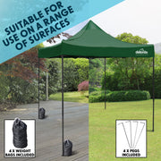 Dellonda 2x2m Pop-Up Gazebo Heavy Duty with Carry Bag - Dark Green Dellonda - Dynamic Drive