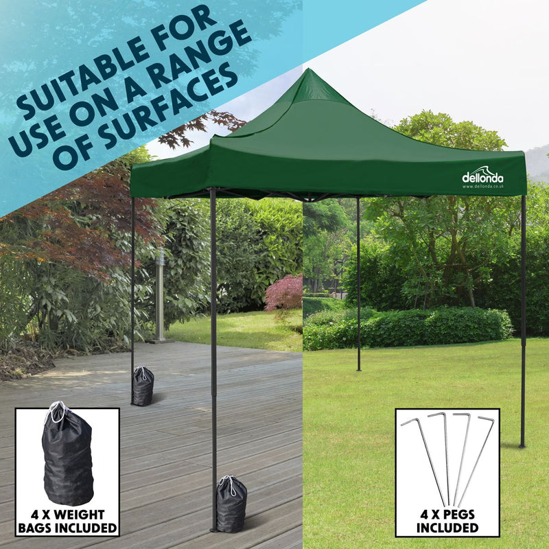 Dellonda 2x2m Pop-Up Gazebo Heavy Duty with Carry Bag - Dark Green Dellonda - Dynamic Drive