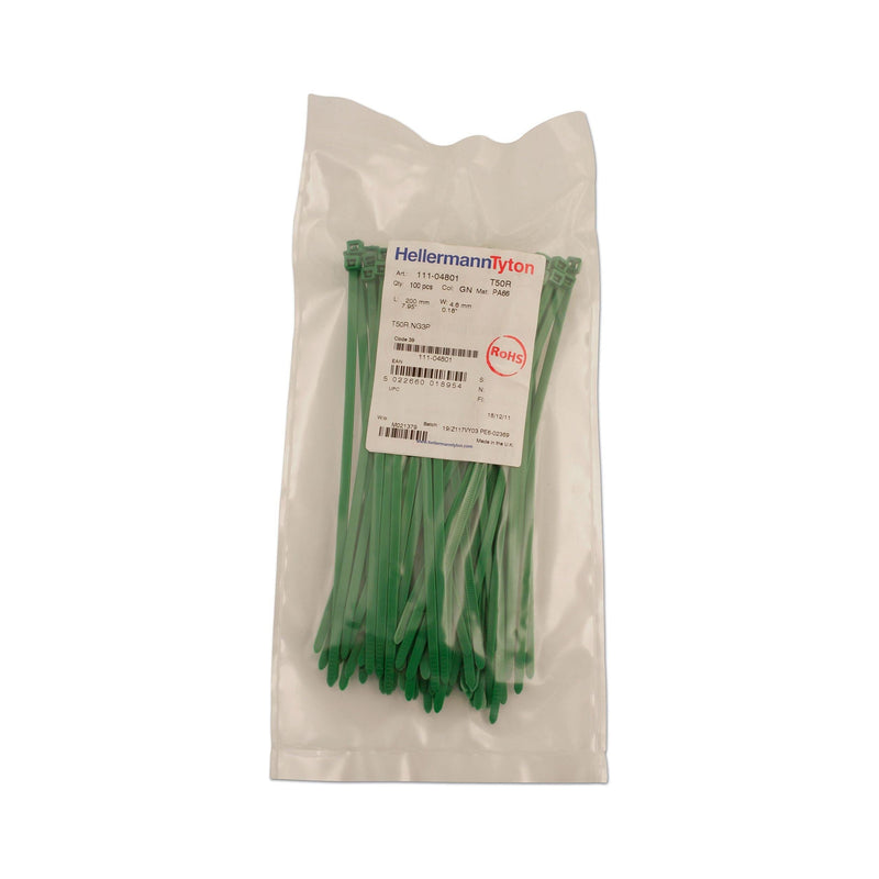 Tool Connection Hellermann Green Cable Tie 200mm x 4.6mm 100pc 30298 Tool Connection - Dynamic Drive