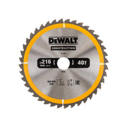 Dewalt Power Tools Stationary Construction Circular Saw Blade 216 x 30mm x 40T ATB/Neg DeWALT Power Tools - Dynamic Drive