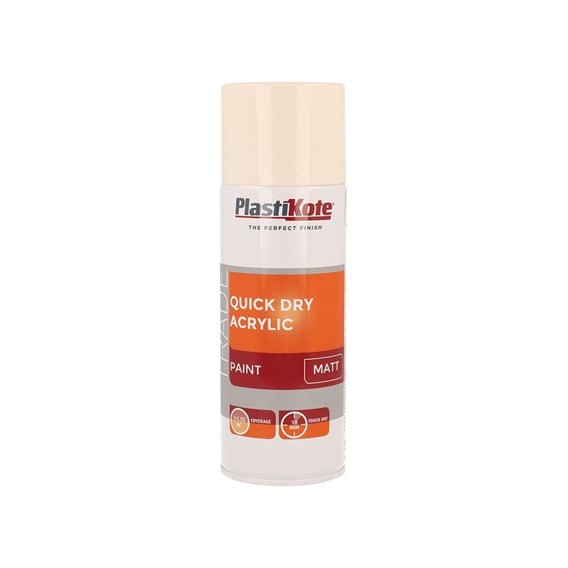 Plastikote Trade Quick Dry Acrylic Spray Paint Matt Magnolia 400ml PlastiKote - Dynamic Drive