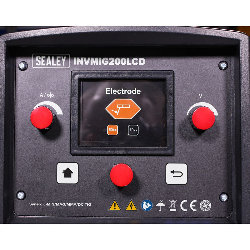 Sealey Inverter Welder MIG TIG & mmA 200A with LCD Screen INVMIG200LCD Sealey - Dynamic Drive
