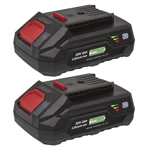 Sealey SV20 Series Power Tool Battery 20V 2Ah - Pack of 2 BK02 Sealey - Dynamic Drive
