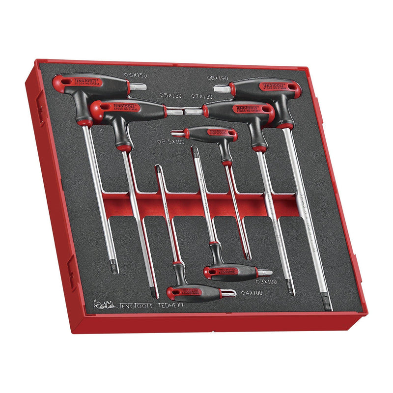 Teng Tools T-Handle Ball Point Hex Key Set FOAM2 7 Pieces Teng Tools - Dynamic Drive