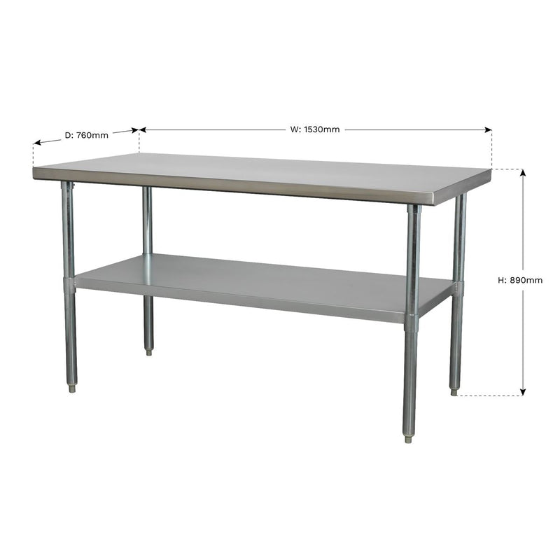 Sealey Stainless Steel Workbench 1.5m AP1560SS Sealey - Dynamic Drive