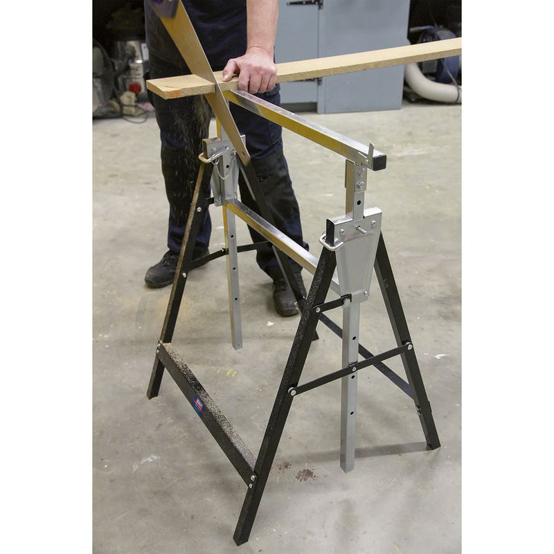 Sealey Fold Down Telescopic Trestle 200kg Capacity - Pair FDT32 Sealey - Dynamic Drive