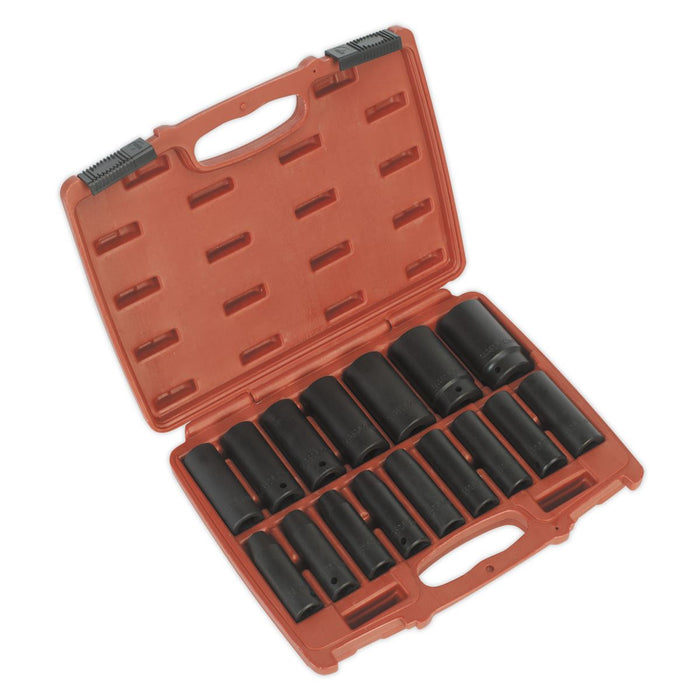 Sealey Premier 16 Piece 1/2" Drive Deep Impact Socket Set Metric 10-32mm in Case Sealey  - Dynamic Drive