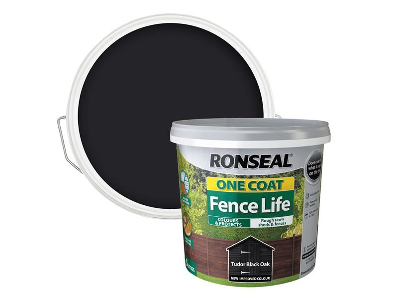 Ronseal One Coat Fence Life Tudor Black Oak 5 litre Ronseal - Dynamic Drive