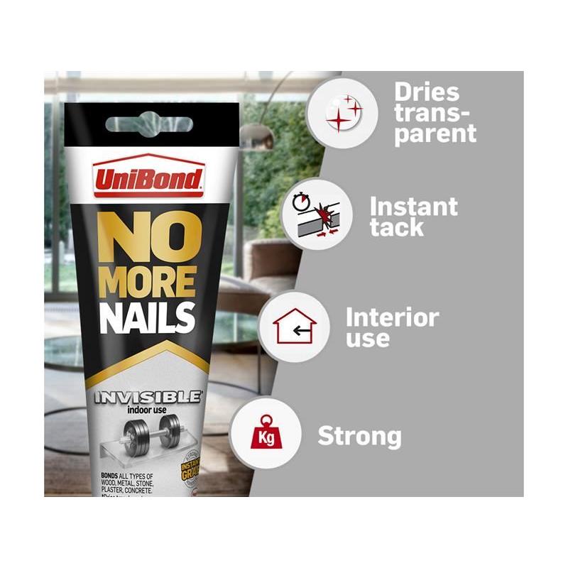 Unibond No More Nails Invisible Grab Adhesive Tube 184g UniBond - Dynamic Drive