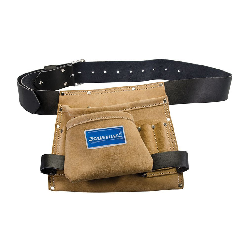 Silverline Leather Nail & Tool Bag 8 Pocket 260 x 230mm Silverline - Dynamic Drive