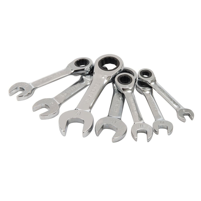 Silverline Stubby Ratchet Spanner Set 7pce 8 - 19mm Silverline - Dynamic Drive