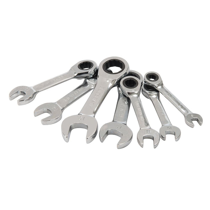 Silverline Stubby Ratchet Spanner Set 7pce 8 - 19mm Silverline - Dynamic Drive