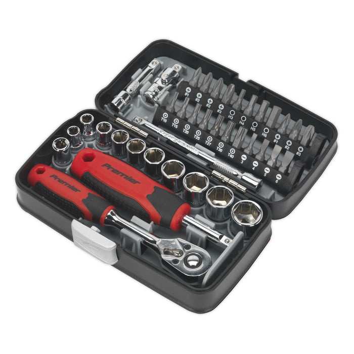 Sealey Premier 38pc 1/4" Drive Socket and Screwdriver Bit Set 72 Tooth Ratchet Sealey  - Dynamic Drive