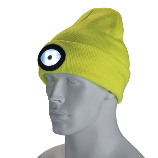 Draper Beanie Hat with Rechargeable Torch, One Size, 1W, 100 Lumens, High-vis Ye Draper - Dynamic Drive