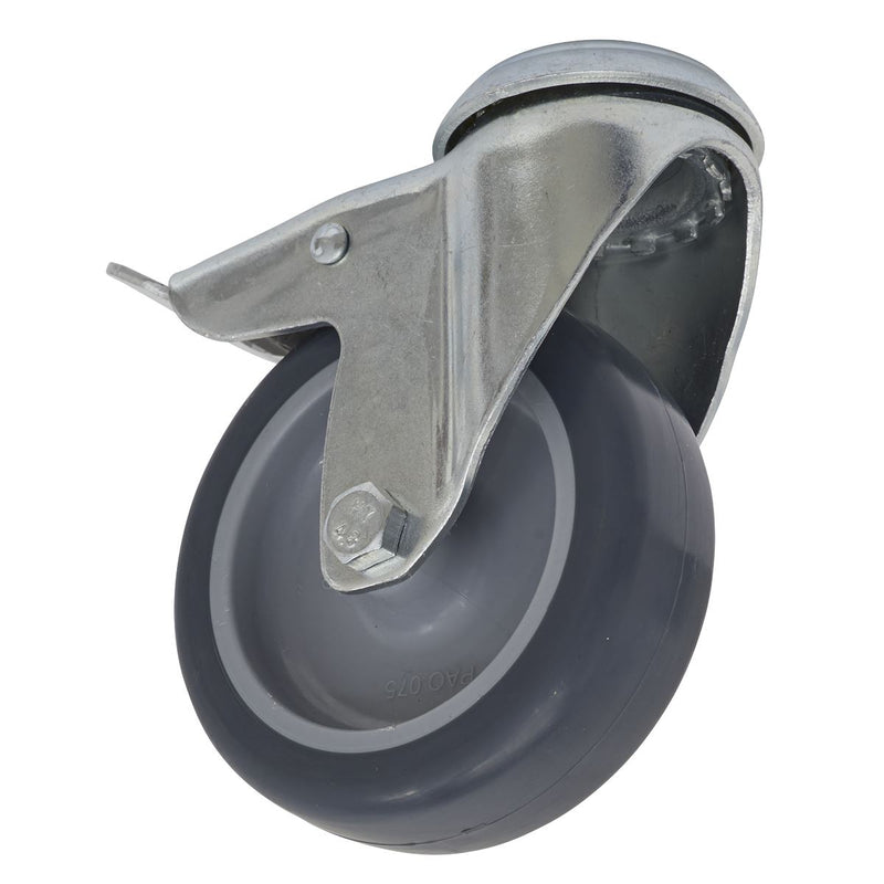 Sealey Castor Wheel Bolt Hole Swivel with Total Lock75mm SCW275SBL Sealey - Dynamic Drive