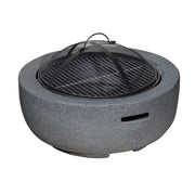 Dellonda Round MgO Fire Pit with BBQ Grill Ø60cm Safety Mesh Screen - Dark Grey Dellonda - Dynamic Drive