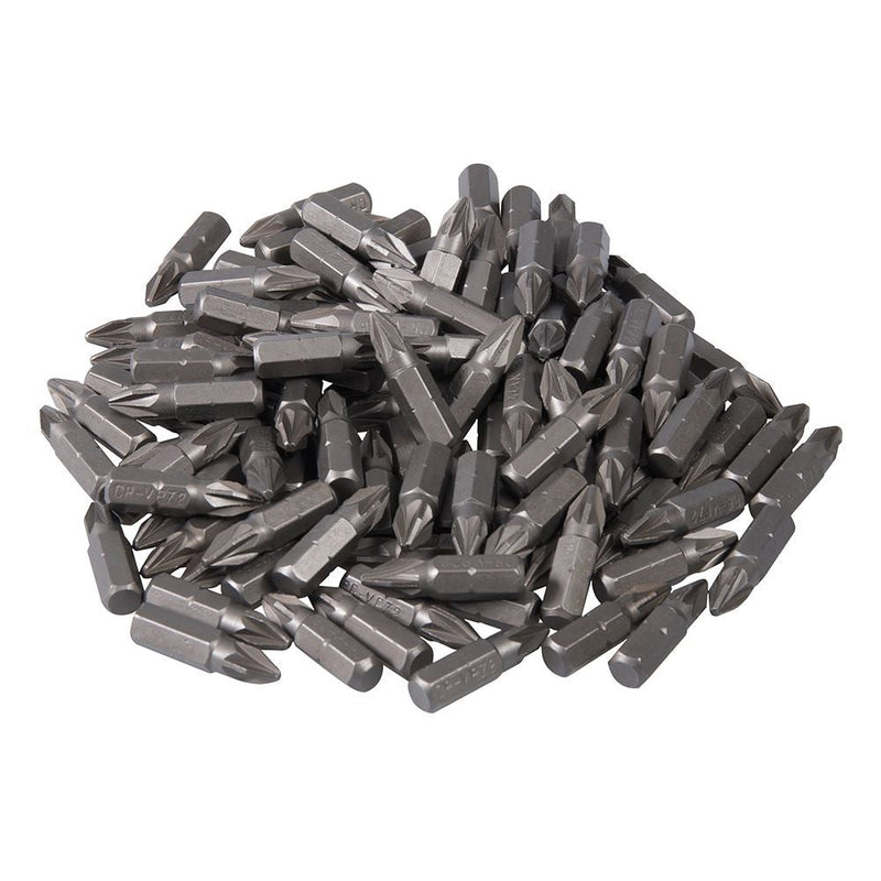 Silverline Pozidriv Cr-V Screwdriver Bits 100pk PZ2 Silverline - Dynamic Drive