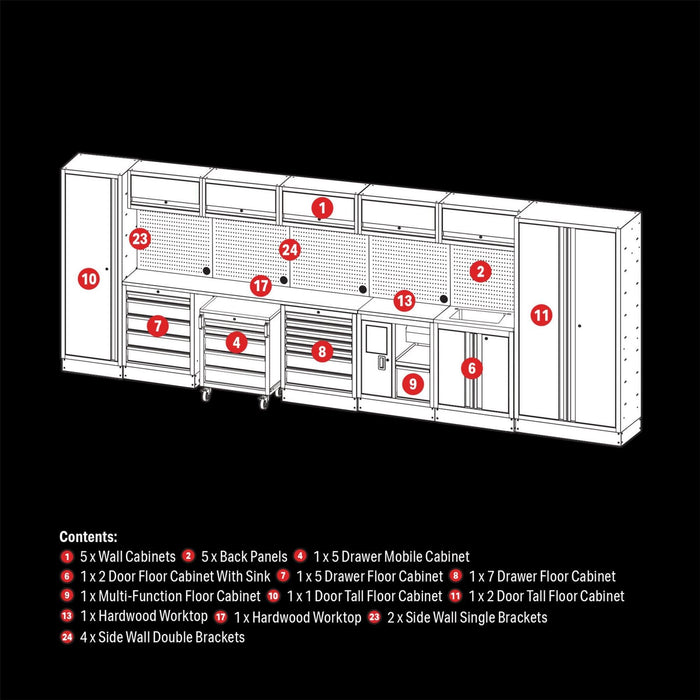 Draper BUNKER Modular Storage Combo with Sink and Hardwood Worktop (25 Piece) Draper - Dynamic Drive