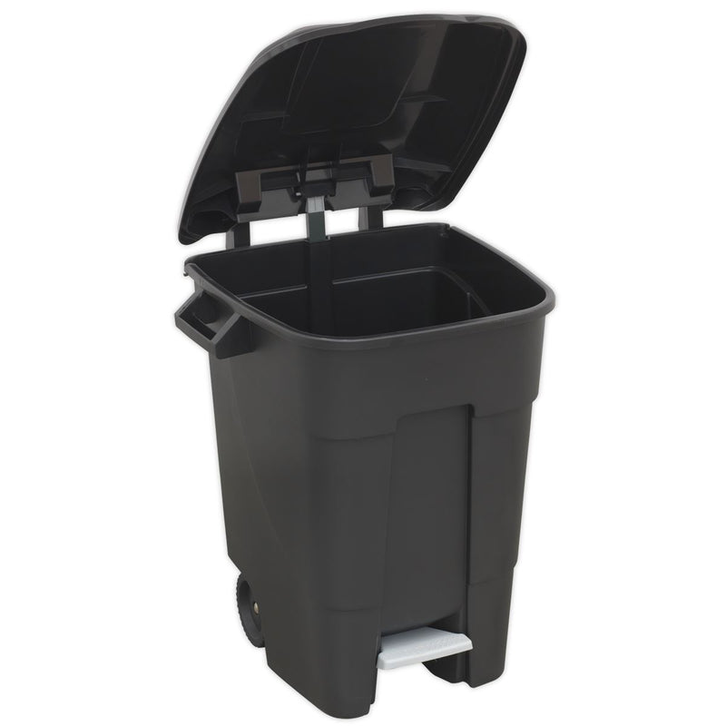 Sealey Refuse/Wheelie Bin with Foot Pedal 100L Black BM100P Sealey - Dynamic Drive