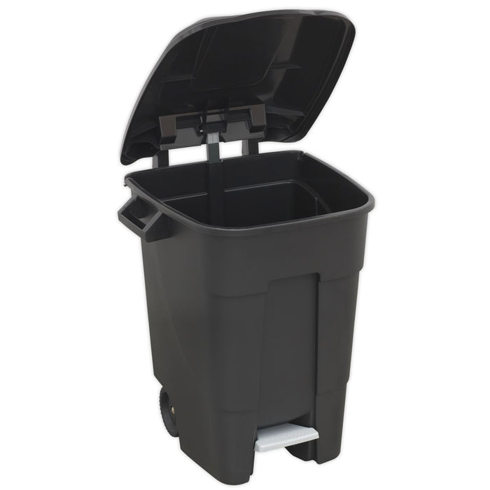 Sealey Refuse/Wheelie Bin with Foot Pedal 100L Black BM100P Sealey - Dynamic Drive