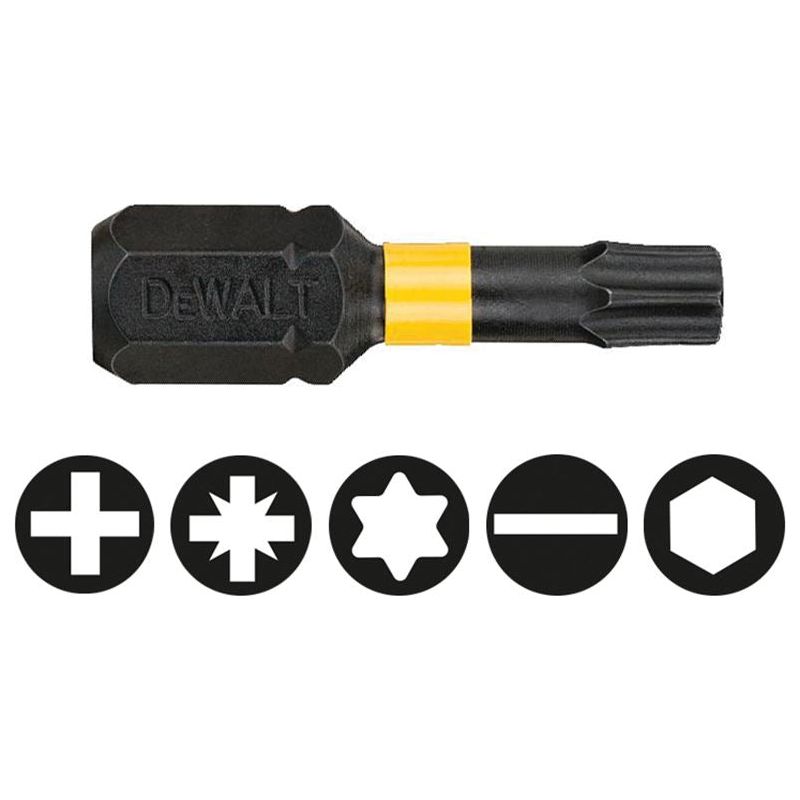 Dewalt Power Tools Impact Torsion Bits TX25 x 25mm (Pack 5) DeWALT Power Tools - Dynamic Drive