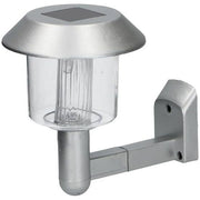 2 x Solar Powered LED Outdoor Garden Fence Wall Chrome Lantern Light Lamp Grundig  - Dynamic Drive