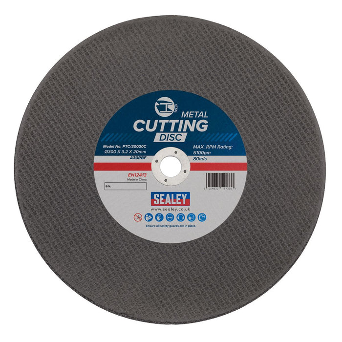 Sealey 300 x 3.2mm Flat Metal Cutting Disc 20mm Bore PTC/30020C Sealey - Dynamic Drive