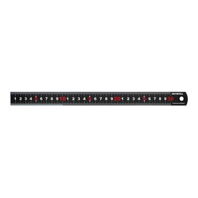 Faithfull Matt Black Stainless Steel Measuring Rule 300mm Faithfull - Dynamic Drive