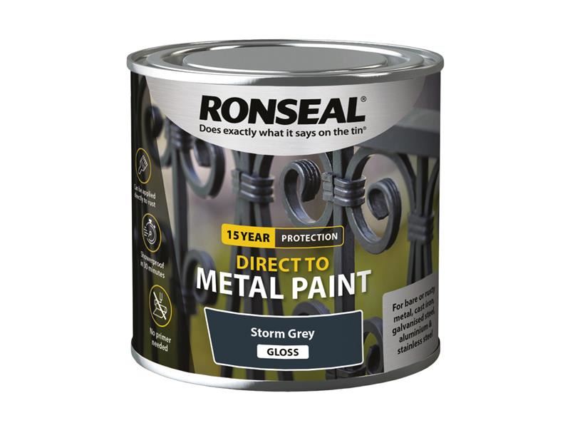 Ronseal Direct to Metal Paint Storm Grey Gloss 250ml Ronseal - Dynamic Drive