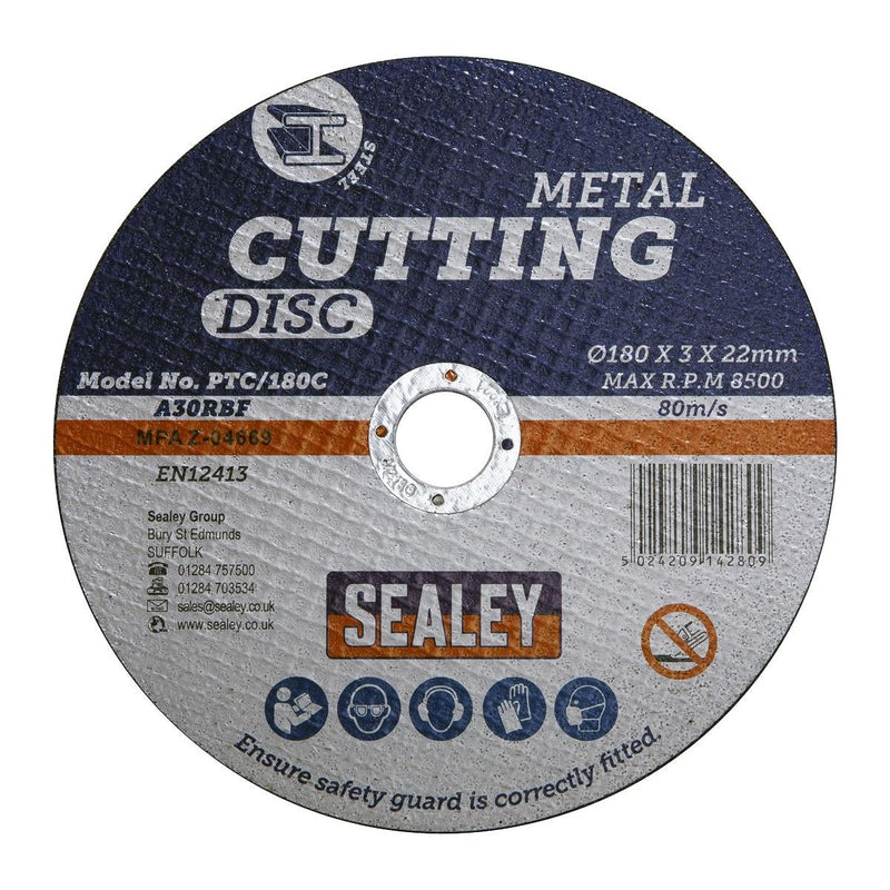 Sealey Cutting Disc180 x 3mm 22mm Bore PTC/180C Sealey - Dynamic Drive