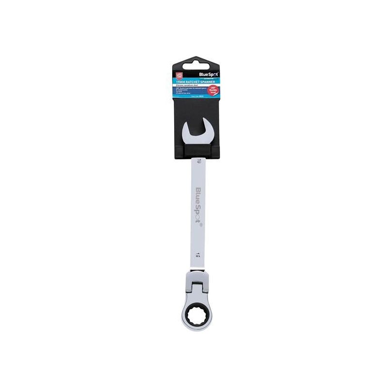 Bluespot Tools 180° Flexible Head Ratchet Spanner 19mm BlueSpot Tools - Dynamic Drive