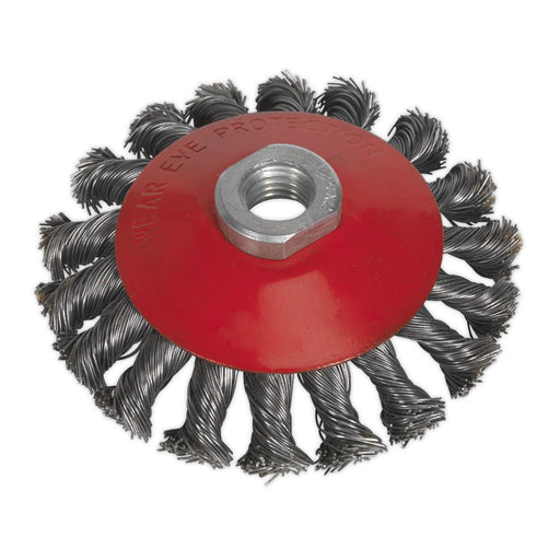 Sealey Conical Wire Brush 100mm M10 x 1.5mm CWB100 Sealey  - Dynamic Drive