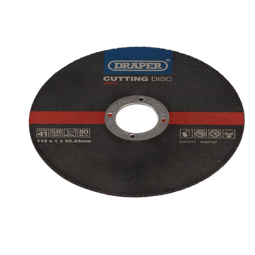 Draper Metal Cutting Discs, 115 x 1 x 22.23mm (Pack of 100) 94772 Draper - Dynamic Drive