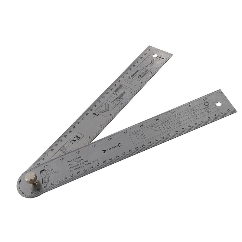 Silverline Easy Angle Protractor Rule 600mm Silverline - Dynamic Drive