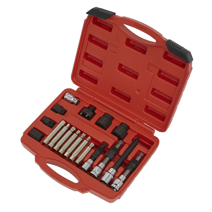 Sealey Alternator Freewheel Pulley Removal Set 18pc SX402 Sealey - Dynamic Drive