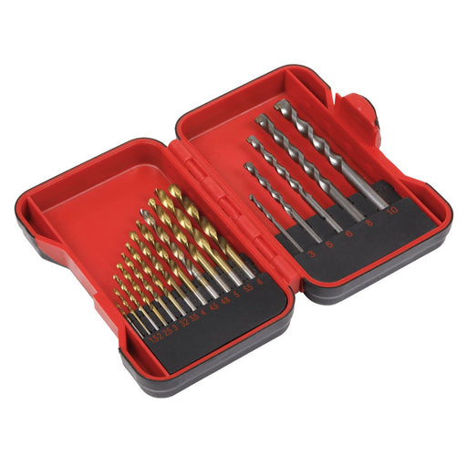 Sealey HSS/Masonry Drill Bit Set 17pc AK3717TCM Sealey - Dynamic Drive