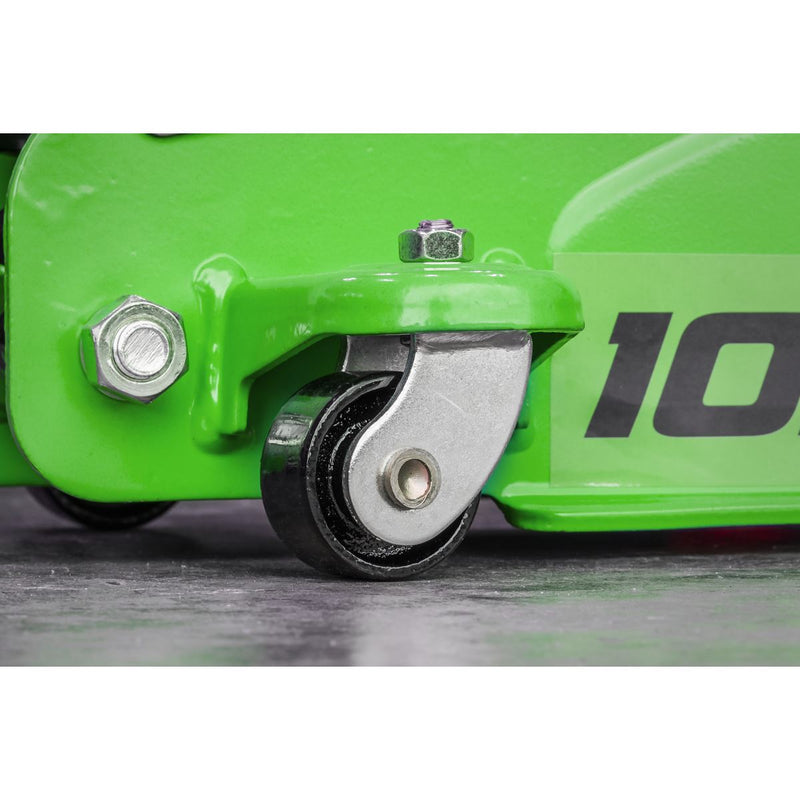 Sealey Low Profile Short Chassis Trolley Jack 2 Tonne - Green 1020LEHV Sealey - Dynamic Drive
