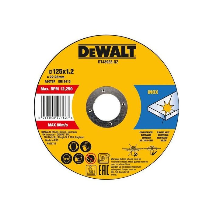 Dewalt Power Tools Metal Cutting Disc 125 X 1.2 X 22.23mm (Pack of 10) DeWALT Power Tools - Dynamic Drive