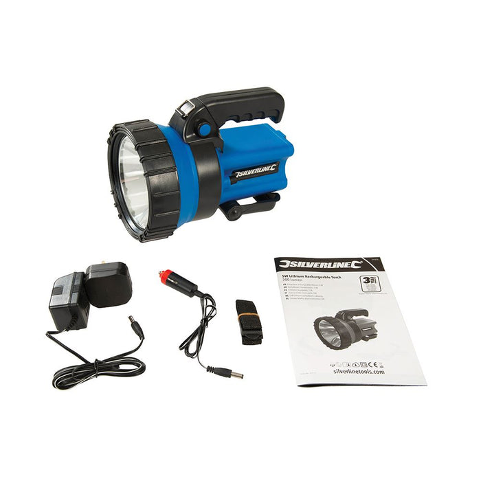 Silverline 5W Lithium Rechargeable Torch 200 Lumen Silverline - Dynamic Drive