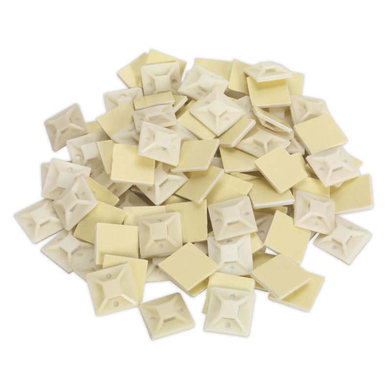 Sealey Self-Adhesive Cable Tie Mount 30 x 30mm White Pack of 100 CTM3030W Sealey - Dynamic Drive