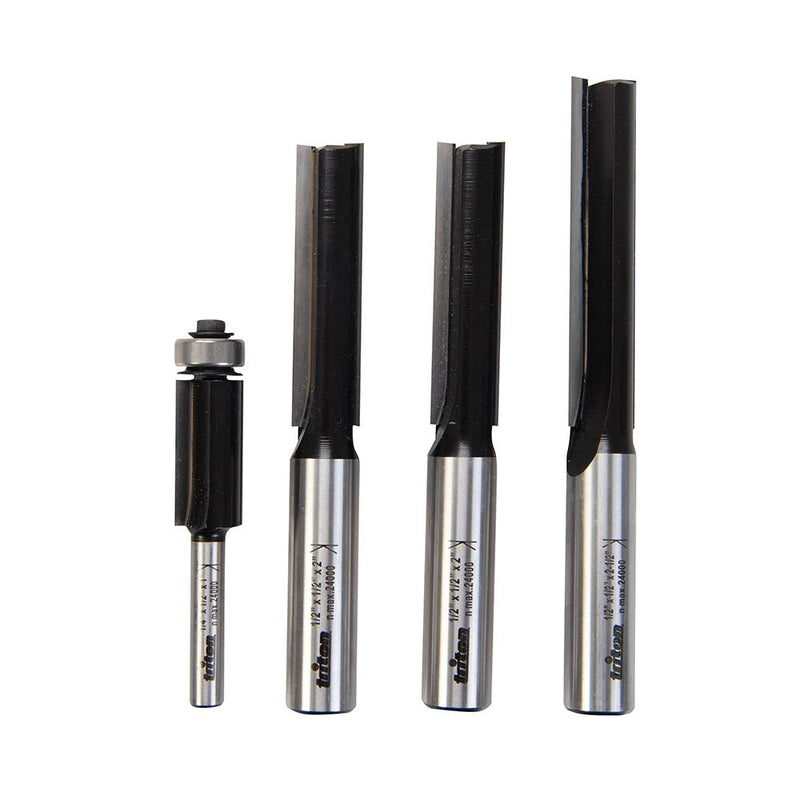 Triton Kitchen Worktop Fitters 1/4" & 1/2" Bit Set 4pce 4pce Triton - Dynamic Drive