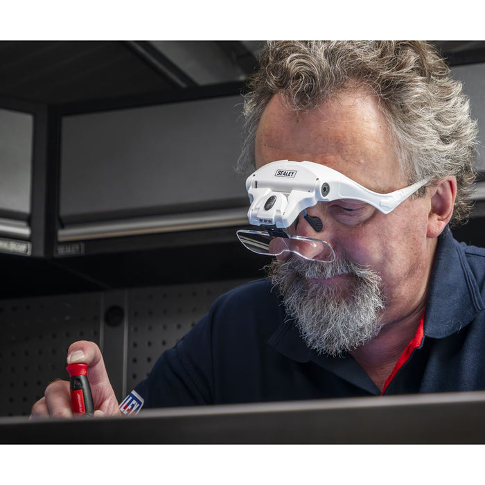 Sealey LED Magnifier Spectacles with Headband WL101D Sealey - Dynamic Drive