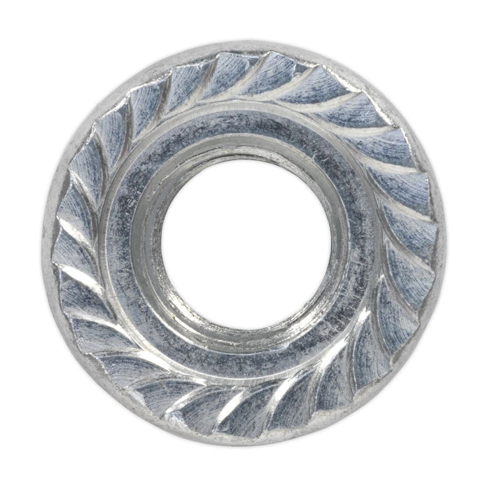 Sealey Flange Nut Serrated M12 Zinc Pack of 50 FN12 Sealey - Dynamic Drive