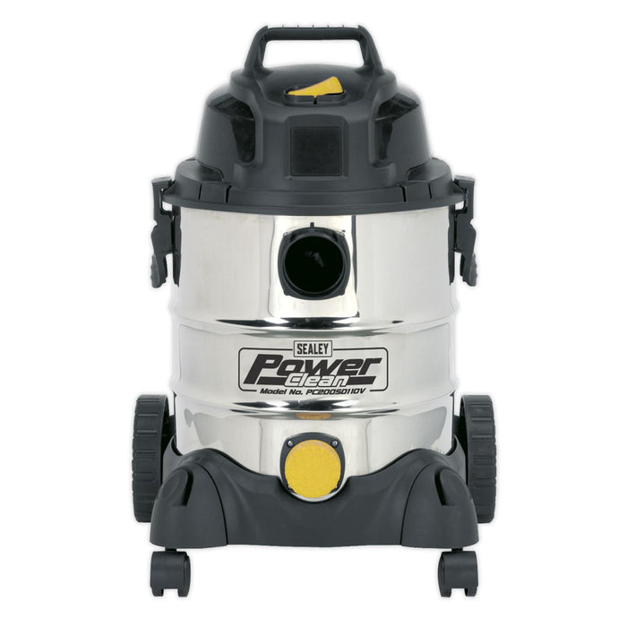 Sealey Vacuum Cleaner Ind Wet & Dry 20L 1250W/110V Stainless Drum PC200SD110V Sealey  - Dynamic Drive