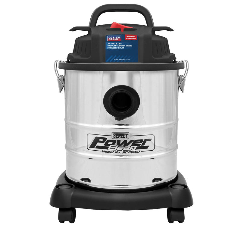 Sealey Vacuum Cleaner Wet & Dry 20L 1200W/230V Stainless Drum PC195SD Sealey - Dynamic Drive