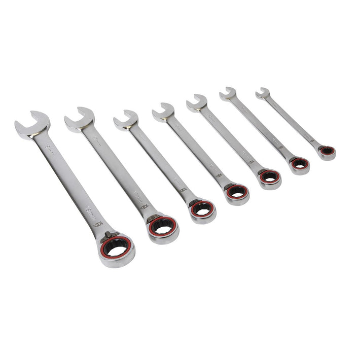 Sealey Reversible Ratchet Combination Spanner Set 7pc Metric Platinum Series Sealey - Dynamic Drive