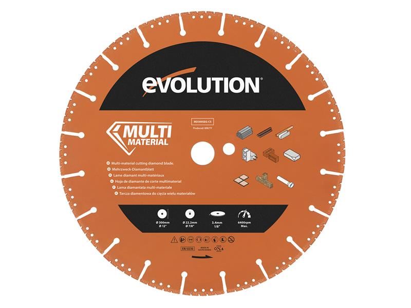 Evolution Multi-Material Diamond Demolition Disc Cutter Blade 300 x 22.2mm Evolution - Dynamic Drive