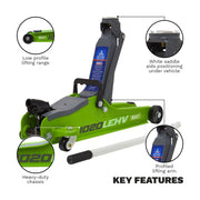 Sealey Low Profile Short Chassis Trolley Jack 2 Tonne - Green 1020LEHV Sealey - Dynamic Drive